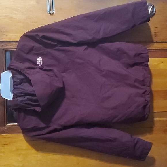 The North Face Double zippered Burgundy Hooded Windbreaker - Picture 4 of 5